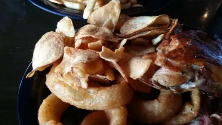 My fave onion rings and their house made potato chips
