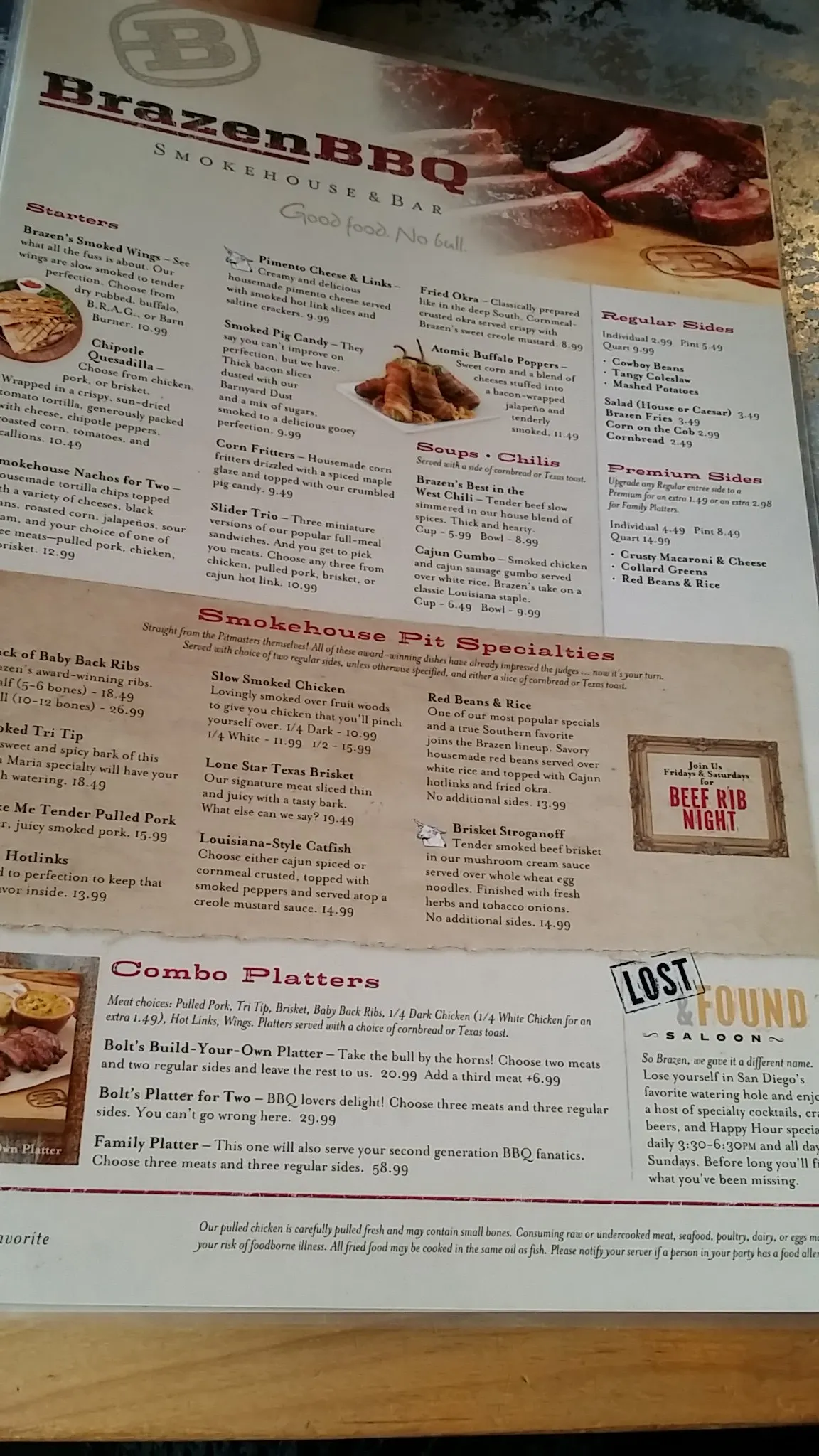 Brazen Menu 2