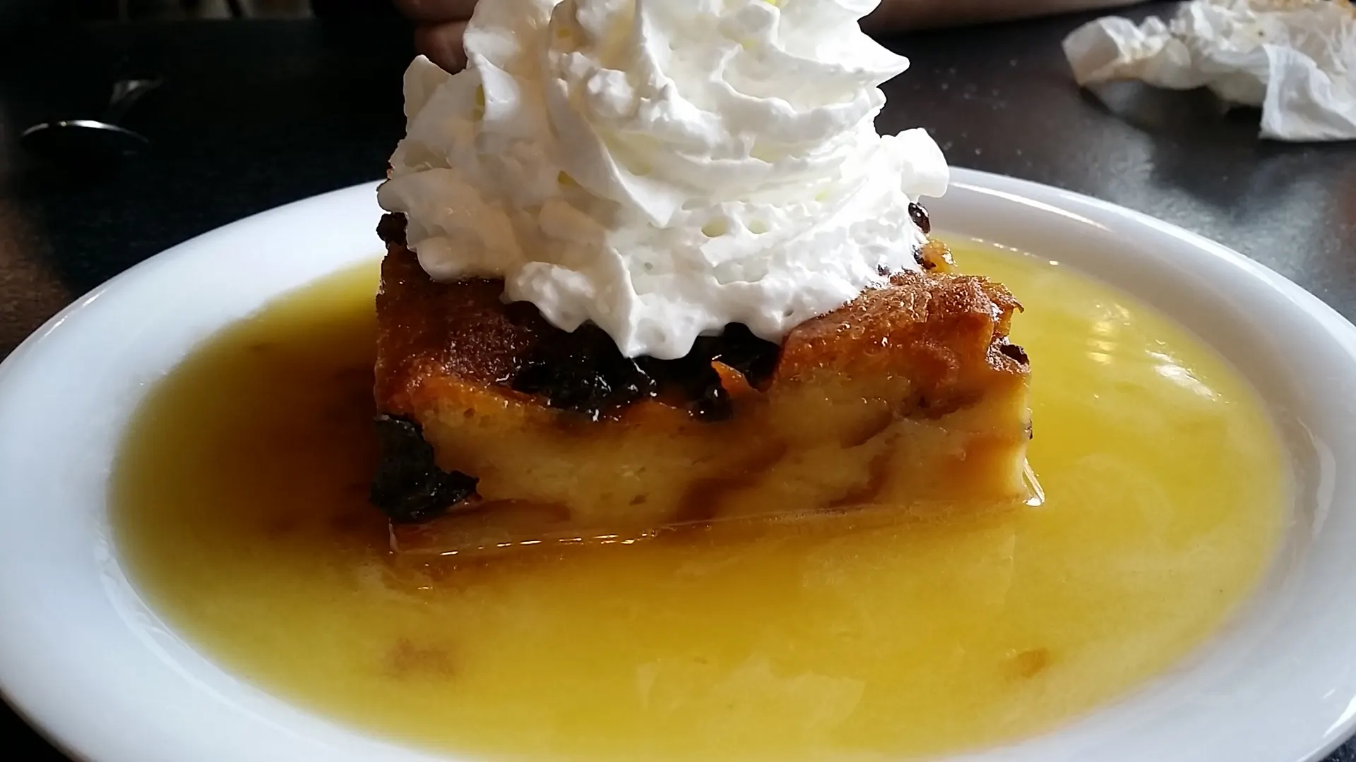 Bread pudding with whiskey sauce
